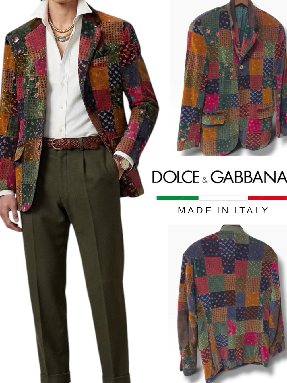 Dolce & Gabbana | EUC Rare Vintage Italy Multicolor Patchwork Velvet Blaze